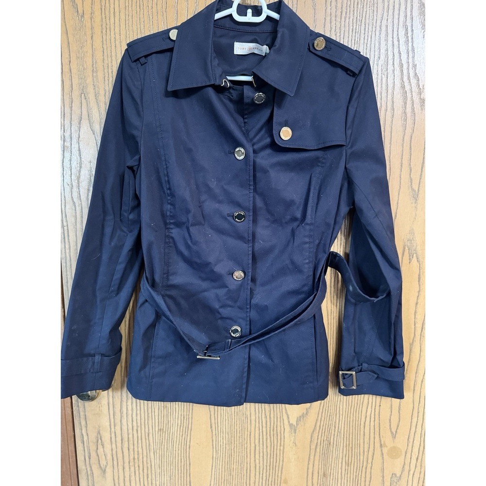 Tory Burch Size 2 Navy Blue Button Down Shacket *flaw*